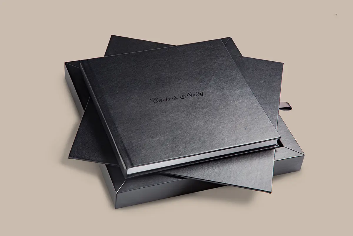 The physical album, hand bound in Italy, with its presentation box