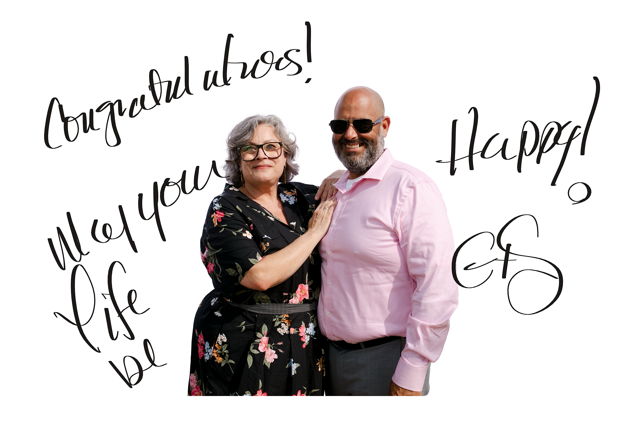 Wedding guest portrait signed with a handwritten message