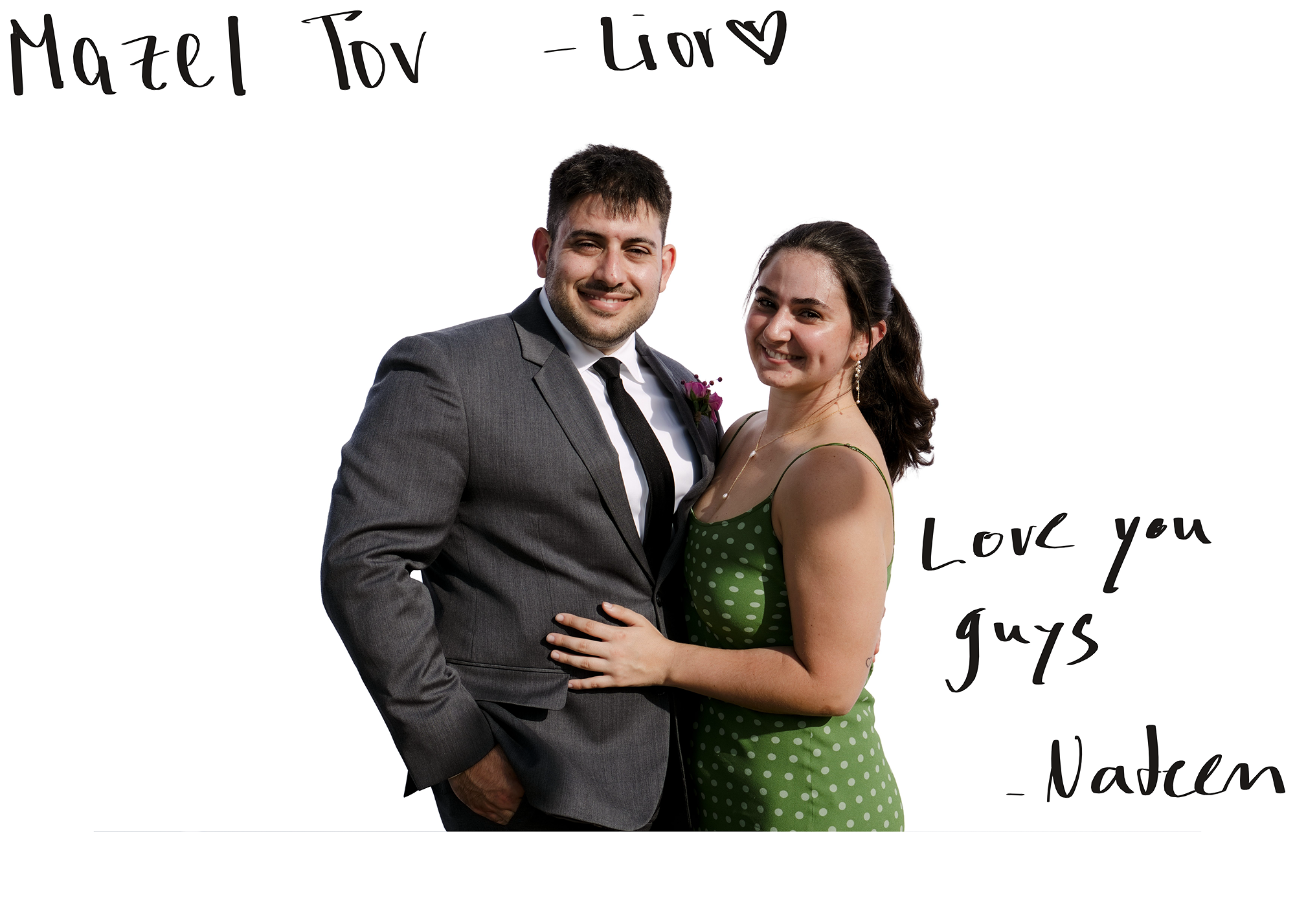 Wedding guest portrait signed with a handwritten message