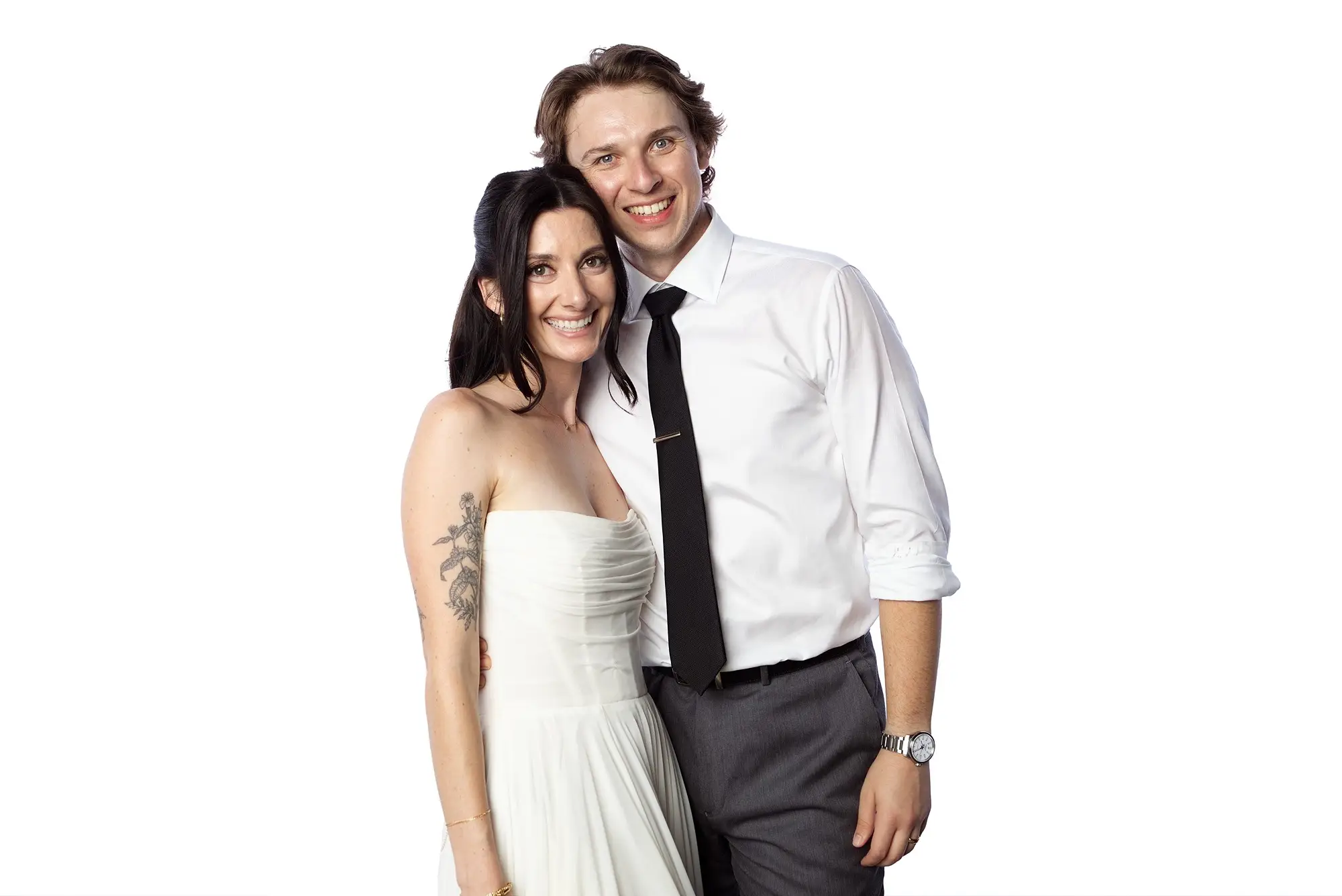 A couple photographed in the Flat White Portraits travelling studio