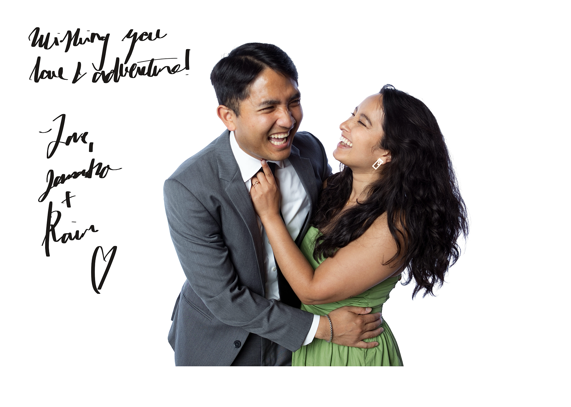 Wedding guest portrait signed with a handwritten message